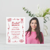 Bruids brunch grillige hand getekend foto Frans Kaart (Staand voorkant)