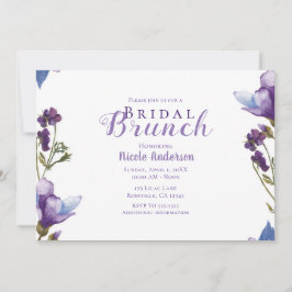 Bruids Brunch Lente Bloemen Paarse Bloemen Modern Kaart