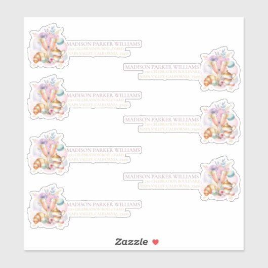 Bruids Brunch Pastel Roze Goud Aangepast adres Sticker (Vel)