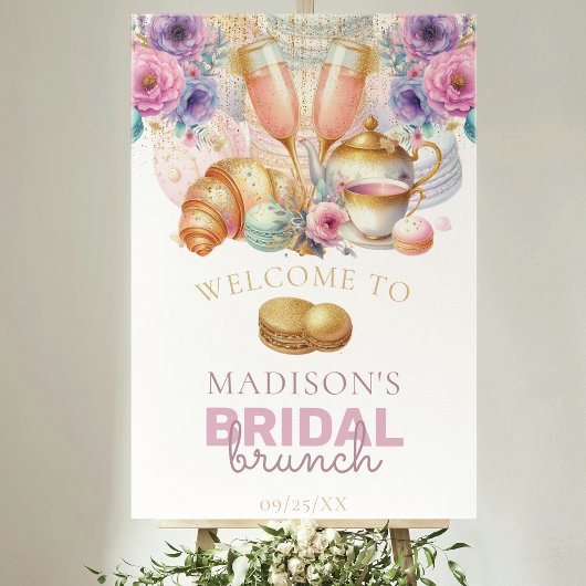 Bruids Brunch Pastel Roze Goud Custom Welkom Poster