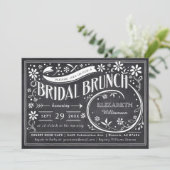 Bruids brunch uitnodigingen | bloemkrijtbord (Staand voorkant)