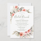 Bruids Brunch Waterverf Blush Roos Krans Kaart (Voorkant)