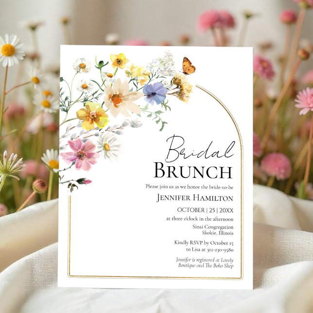 Bruids Brunch Wildflower Bridal Shower Uitnodiging (Creator heeft geüpload)