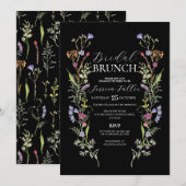 Bruids Brunch Wildflowers Floral Ditsy Dark Kaart (Voorkant / Achterkant)