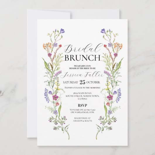 Bruids Brunch Wildflowers Floral Ditsy Kaart (Voorkant)