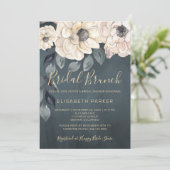 Bruids brunch witte bloemen script vrijgezellenfee kaart (Staand voorkant)