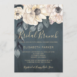 Bruids brunch witte bloemen script vrijgezellenfee kaart