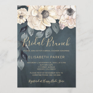 Bruids brunch witte bloemen script vrijgezellenfee kaart