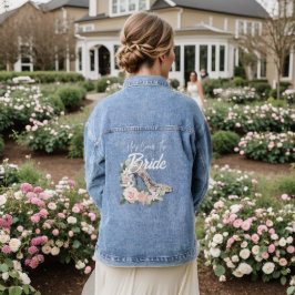 Bruids Citaat Bloemige Trouwschoen Denim Jacket