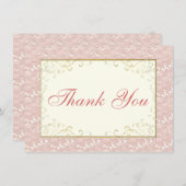 Bruids Dank u kaart Roze kant, Ivoor, Goud (Voorkant / Achterkant)