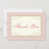 Bruids Dank u kaart Roze kant, Ivoor, Goud (Voorkant)