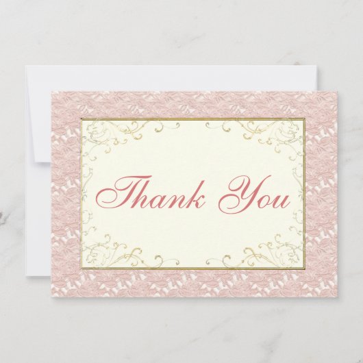 Bruids Dank u kaart Roze kant, Ivoor, Goud (Voorkant)