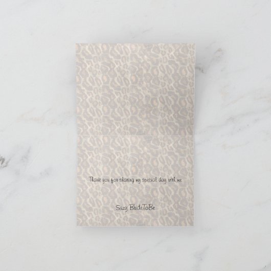 Bruids de Luipaard van Fuscia dankt u kaardt Bedankkaart (Binnen)