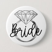 Bruids Diamanten Verlovingsring Zilver Ronde Button 7,6 Cm (Voorkant)