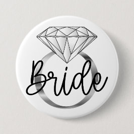 Bruids Diamanten Verlovingsring Zilver Ronde Button 7,6 Cm