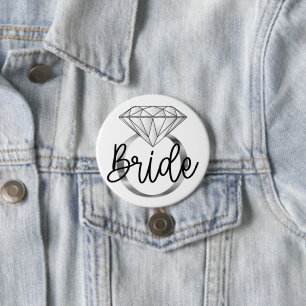 Bruids Diamanten Verlovingsring Zilver Ronde Button 7,6 Cm