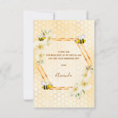 Bruids douche bijen honingraat bloemstuk bedankkaart (Achterkant)