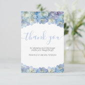 Bruids douche Blauwe Hortensia Bloemen Dank je wel Bedankkaart (Staand voorkant)