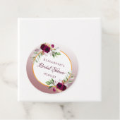 Bruids douche boho bloemen burgundy kaneel roos bedankjes labels (In situ)