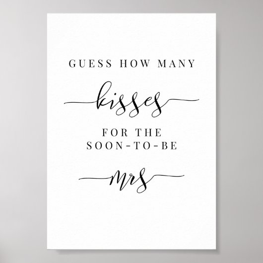 Bruids douche bord - Raad hoeveel kussen Poster (Voorkant)