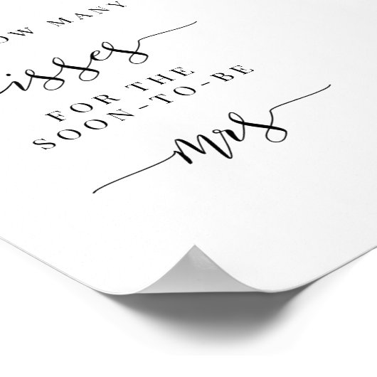 Bruids douche bord - Raad hoeveel kussen Poster (Hoek)