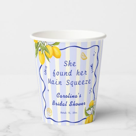 Bruids douche Main Squeeze Citroen Papieren Bekers (Achterkant)