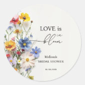 Bruids douche met wilde bloemen Bloeiende Liefde Ronde Sticker (Voorkant)
