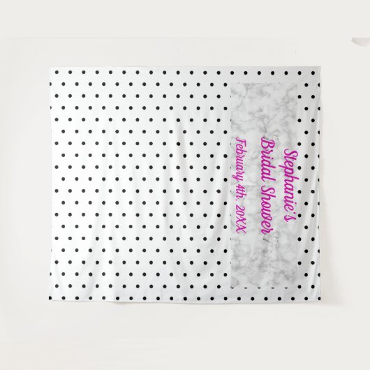 Bruids douche Monogram Naam Stippen Marmer Cool Wandkleed (Voorkant (horizontaal))