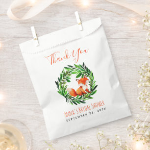 Bruids douche Mooie Vos Groene Krans Aquarel Bedankzakje