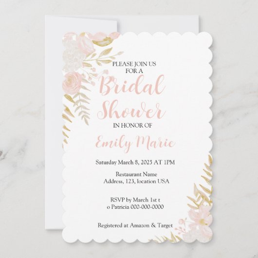 Bruids Douche Uitnodiging, Bloemen, Eenvoudig, Neu Kaart (Voorkant)