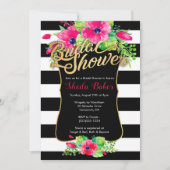 Bruids Douche Uitnodiging - Bloemen Gestreept (Voorkant)