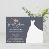 Bruids Douche Uitnodiging, Bloemen & Trouwjurk Kaart (Staand voorkant)