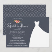 Bruids Douche Uitnodiging, Bloemen & Trouwjurk Kaart (Voorkant / Achterkant)