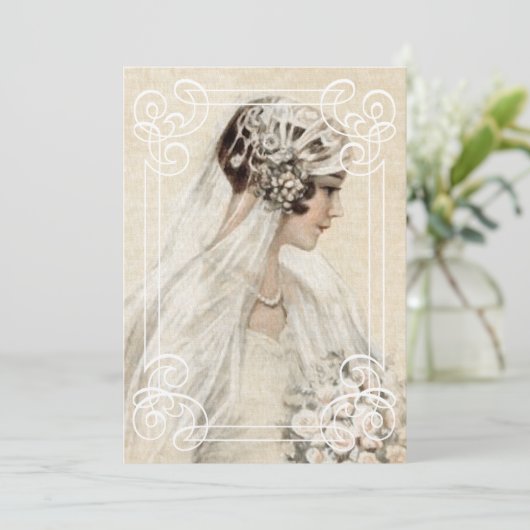 Bruids Douche Uitnodiging  Bruid w / Lijst (Staand voorkant)