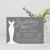 Bruids Douche Uitnodiging, Elegante Trouwjurk Kaart (Staand voorkant)