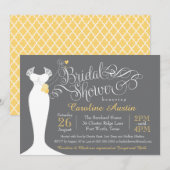 Bruids Douche Uitnodiging, Elegante Trouwjurk Kaart (Voorkant / Achterkant)