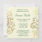 Bruids Douche Uitnodiging - Gouden wervelingen & D (Achterkant)