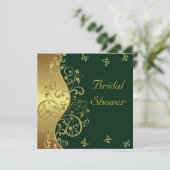 Bruids Douche Uitnodiging - Gouden wervelingen & D (Staand voorkant)