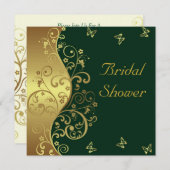 Bruids Douche Uitnodiging - Gouden wervelingen & D (Voorkant / Achterkant)