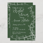 Bruids douche uitnodiging - groen ontwerp (Voorkant / Achterkant)