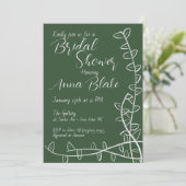 Bruids douche uitnodiging - groen ontwerp (Staand voorkant)