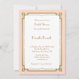 Bruids Douche uitnodiging, grote Gatsby ,blush roz Kaart
