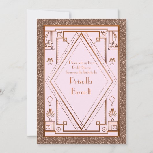 Bruids Douche uitnodiging, grote Gatsby, glitter r Kaart (Voorkant)