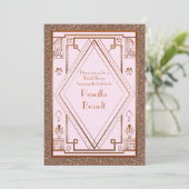 Bruids Douche uitnodiging, grote Gatsby, glitter r Kaart (Staand voorkant)