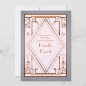 Bruids Douche uitnodiging, grote Gatsby, goud roze Kaart (Voorkant)