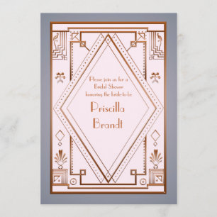 Bruids Douche uitnodiging, grote Gatsby, goud roze Kaart