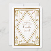 Bruids Douche uitnodiging, grote Gatsby goud wit Kaart (Voorkant)
