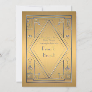 Bruids Douche uitnodiging, grote Gatsby, goud & zi Kaart