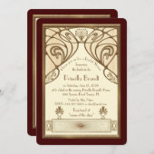 Bruids Douche uitnodiging, grote Gatsby ivoor rood Kaart (Voorkant / Achterkant)