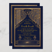 Bruids Douche uitnodiging, grote Gatsby, marine Go Kaart (Voorkant / Achterkant)